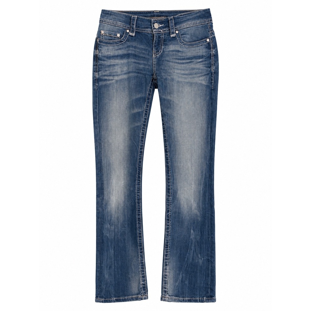 BKE Payton Jeans Women's 27 Straight Leg Distressed Embroidered Low Rise Denim